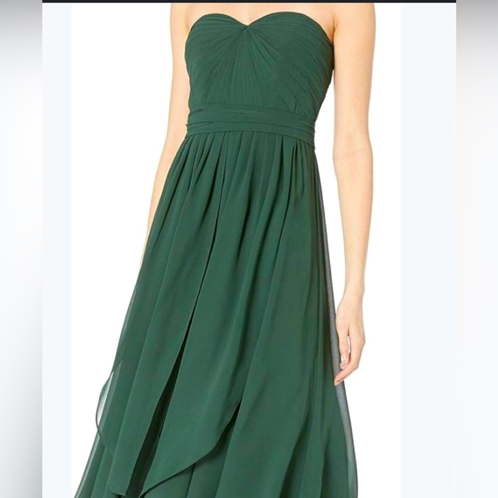 Jenny Yoo Collection Gown Pleated Bodice Strapless Sweetheart Maxi Green
